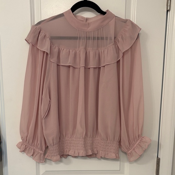 Ann Taylor Tops - Ann Taylor Dusty Pink Ruffled Yoke Blouse